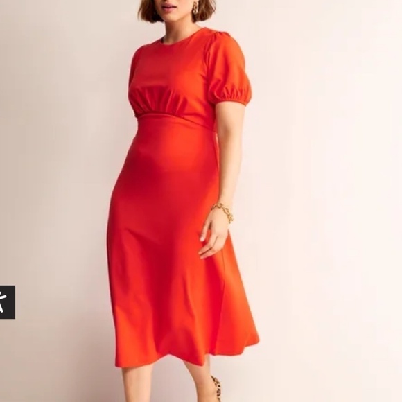 NWT & Other Stories Dress Midi Length100% Viscose Burnt Orange Short Cap Sleeve - Picture 1 of 13